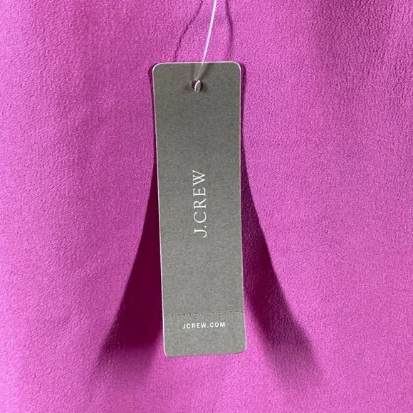 J. Crew Pink Ruffle Satin Crepe Ruffle Neck Tank Top Blouse Shirt Barbie - M - Picture 4 of 5